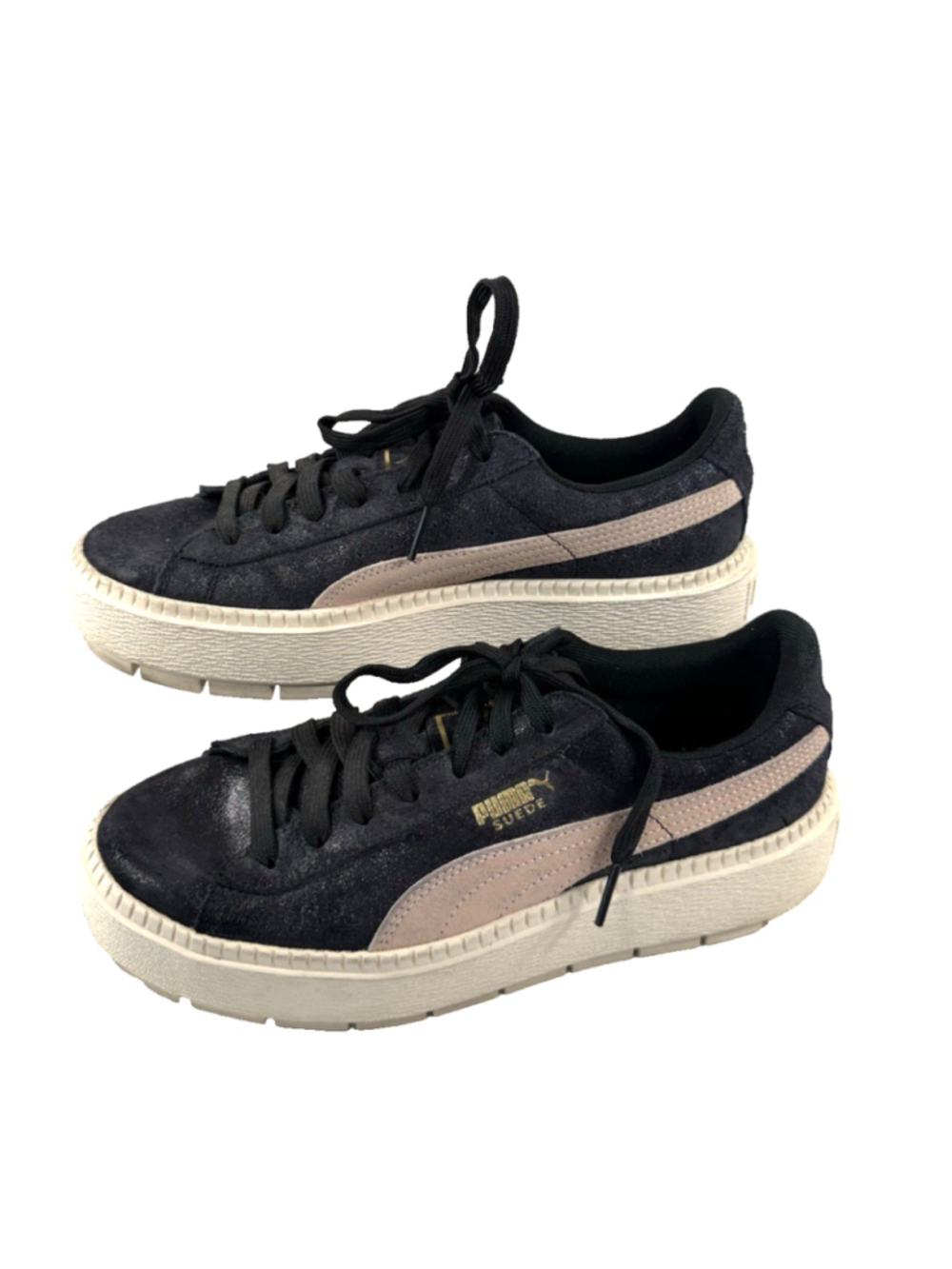 Puma Mayze Platform Shoes Womens Size 8.5 Black White Pink Accent Sneakers Y2K